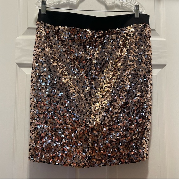 NWT Torrid Black Gold Sequins Straight Pencil Knee Skirt Cocktail Disco Size 1 - Picture 5 of 5